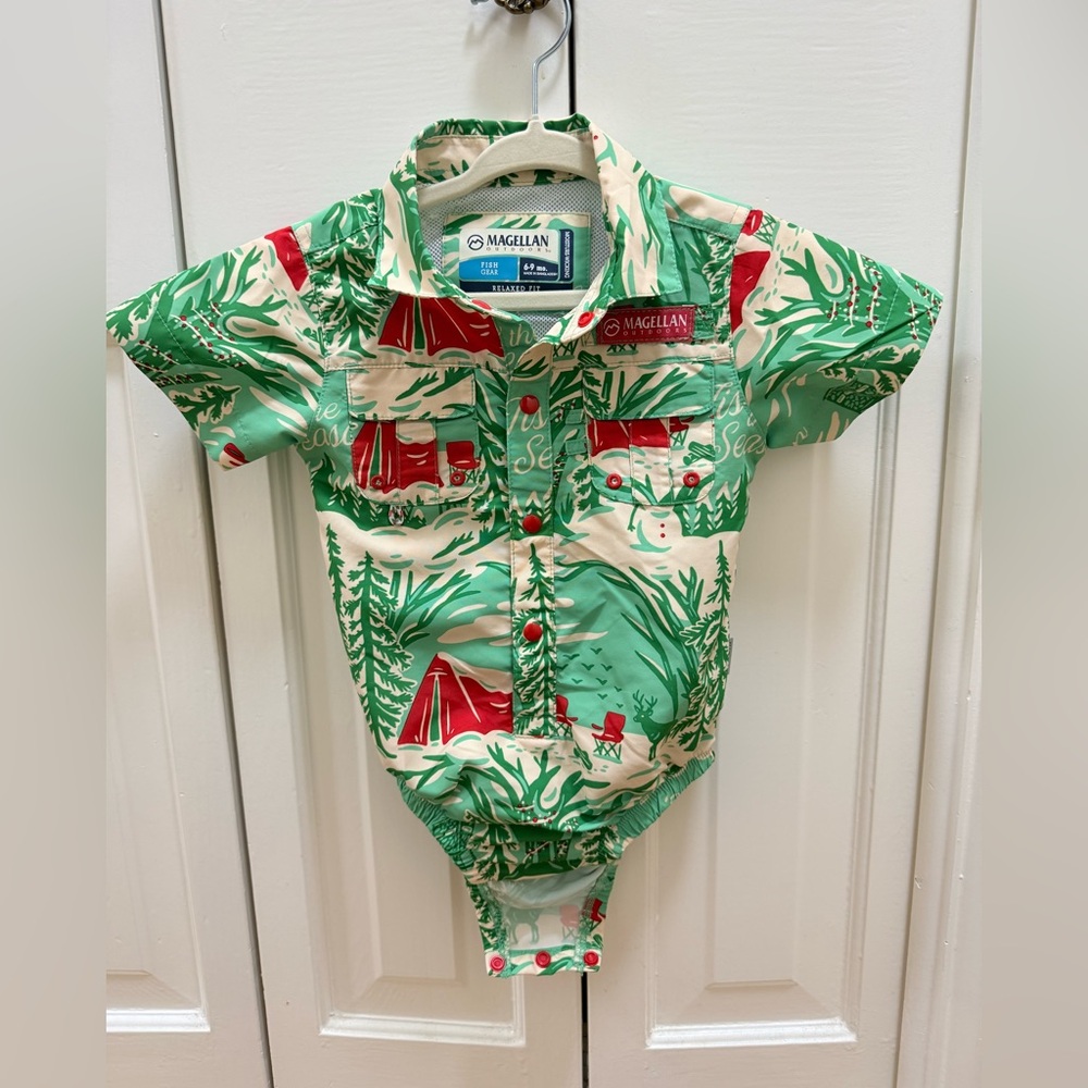 Magellan Green and Red Baby Onesie